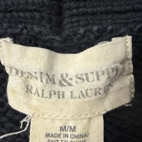Denim & Supply Ralph Lauren Vintage Black Cotton Knit Hook Cardigan Med - Picture 9 of 16